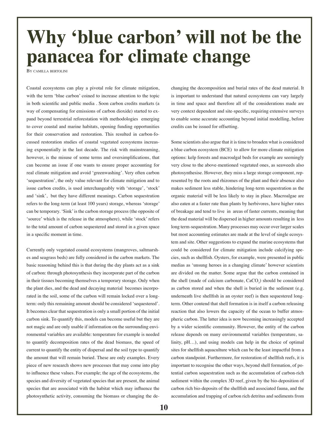 Why ‘Blue Carbon’ Will Not Be the Panacea for Climate Change